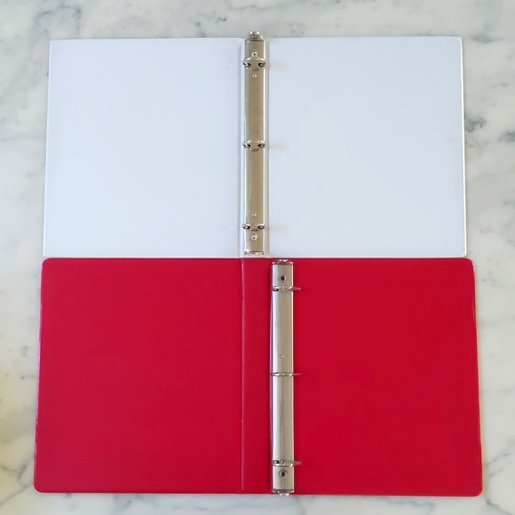 White 1-Inch 3 Ring View Front/Back & Red w/2 Interior Pockets Binder, 2 pcs. - Picture 3 of 3